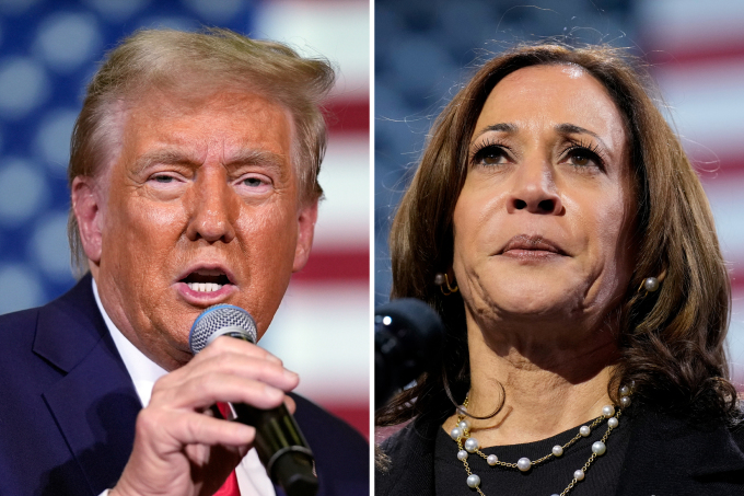 Ứng viên tổng thống đảng Cộng hòa Donald Trump và đối thủ Kamala Harris, đảng Dân chủ. Ảnh: AP