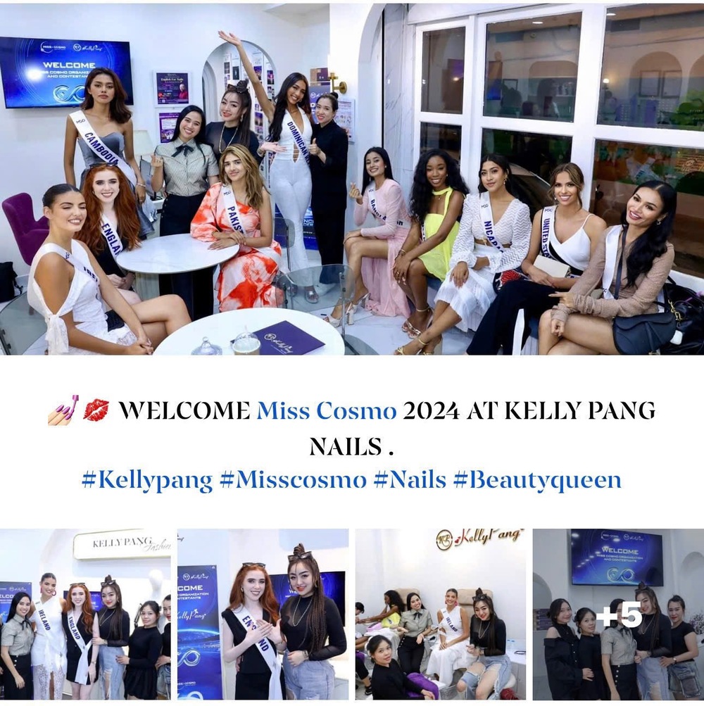  
Trâm Anh cùng Kelly Pang Nails đón tiếp các thí sinh Miss Cosmo 2024.