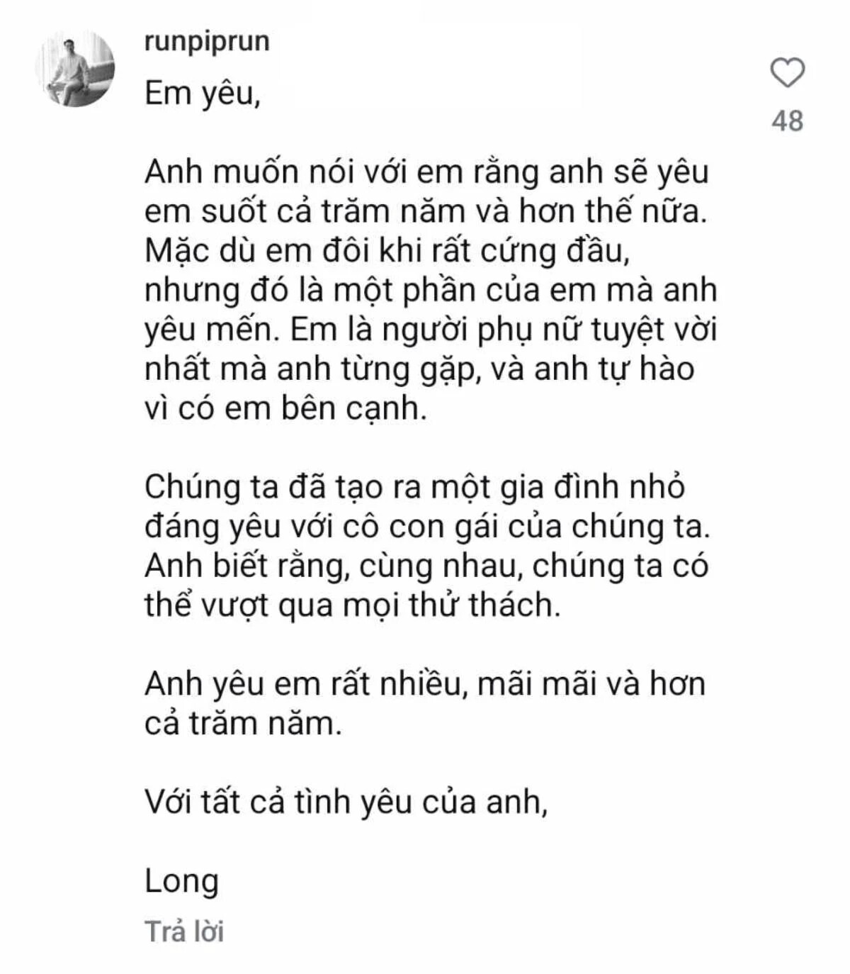 Bức thư em chồng Tăng Thanh Hà gửi bà xã.