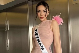 Kỳ Duyên mặc đầm mỏng dính khoe dáng ở Miss Universe