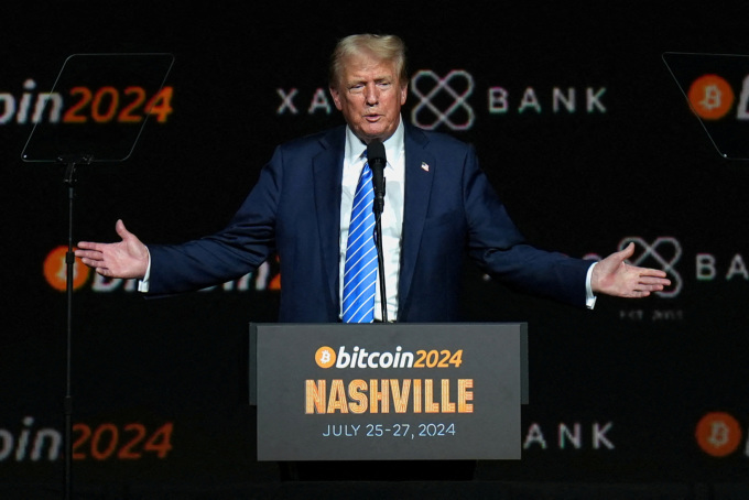 Tổng thống Mỹ Donald Trump tại sự kiện Bitcoin 2024 ở Nashville (Tennessee, Mỹ), tháng 7/2024. Ảnh: Reuters