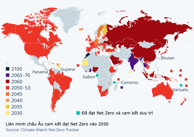 Bản đồ cam kết Net Zero. Đồ họa: Statista