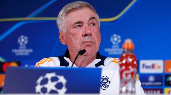 HLV Carlo Ancelotti không nói về chuyên môn trong buổi họp báo trước trận Real Madrid gặp AC Milan ở lượt bốn Champions League. Ảnh: IMAGO