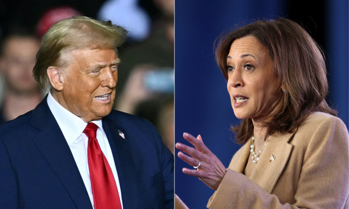 Ứng viên đảng Cộng hòa Donald Trump (trái) và ứng viên đảng Dân chủ Kamala Harris. Ảnh: AFP