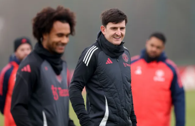 Trung vệ Harry Maguire trong buổi tập của Man Utd ngày 22/1. Ảnh: Man Utd