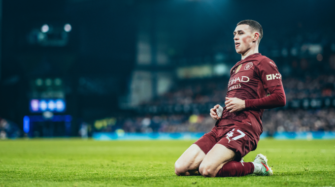 Phil Foden ăn mừng sau khi ghi bàn mở tỷ số cho Man City. Ảnh: Man City FC