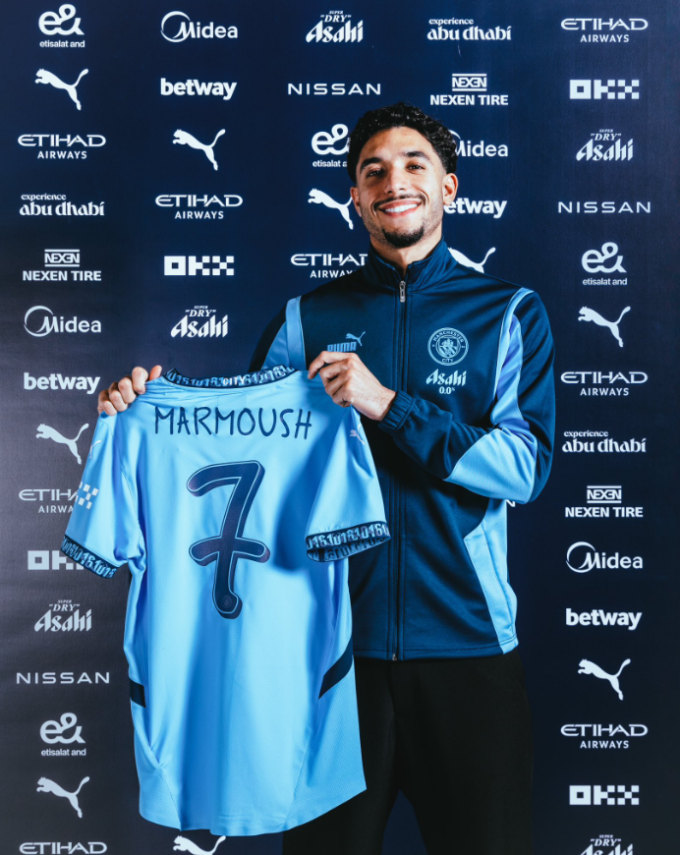 Omar Marmoush ký hợp đồng có thời hạn đến năm 2029 với Man City ngày 23/1. Ảnh: Man City