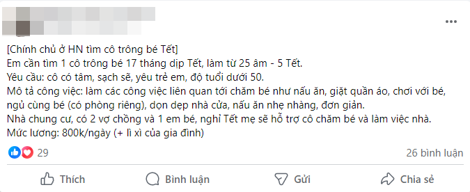 Giúp việc về quê full Tết, hội mẹ bỉm nháo nhào tìm người thay thế, chi gần 10 triệu mà vẫn chưa đâu vào đâu- Ảnh 3.