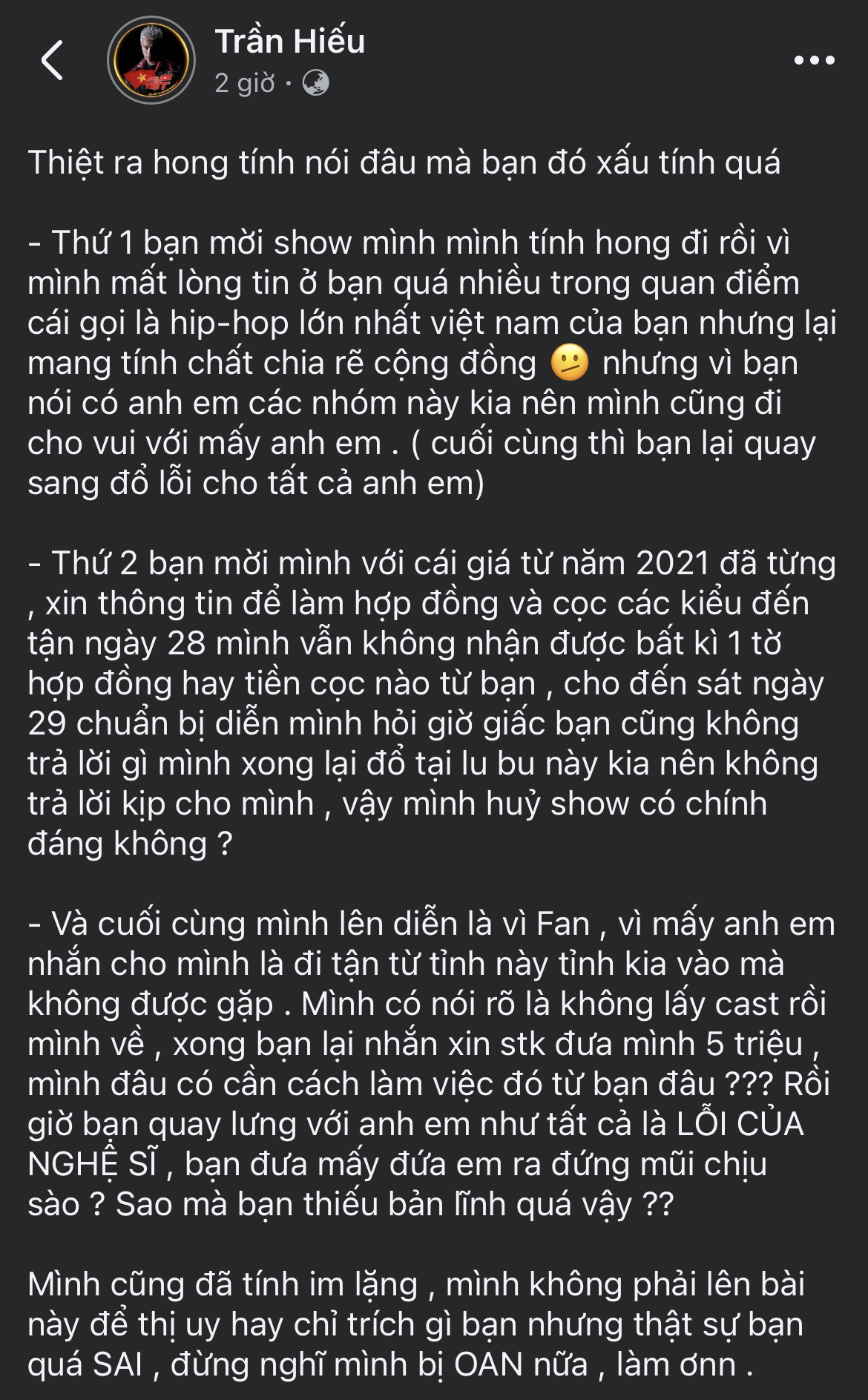 Căng: “Siêu quái vật” Rap Việt lên án 1 nhân vật “xấu tính”, có hành động thiếu chuyên nghiệp gây chia rẽ cộng đồng- Ảnh 2.