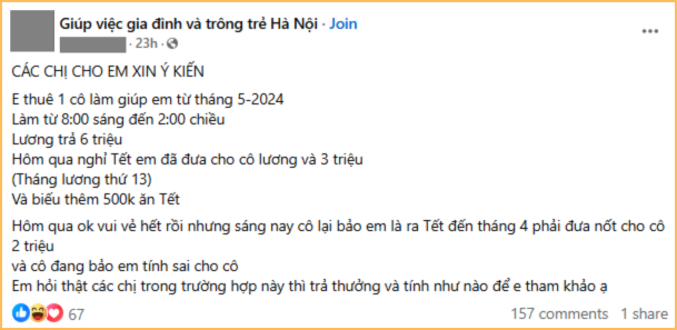 23 Tết chuyển tiền lương thưởng cho giúp việc, 2 ngày sau nhận tin nhắn xin nghỉ: Khóc không thành tiếng, mệt mỏi vô cùng!- Ảnh 2.