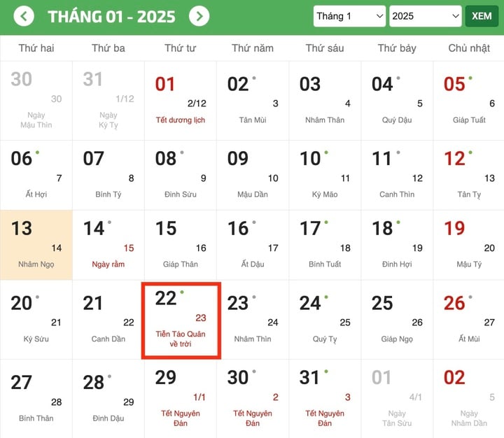 Tết ông Công ông Táo 2025 rơi vào ngày nào Dương lịch?- Ảnh 1.