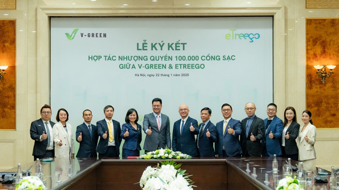 Đại diện V-Green và eTreego tại lễ kí kết. Ảnh: V-Green