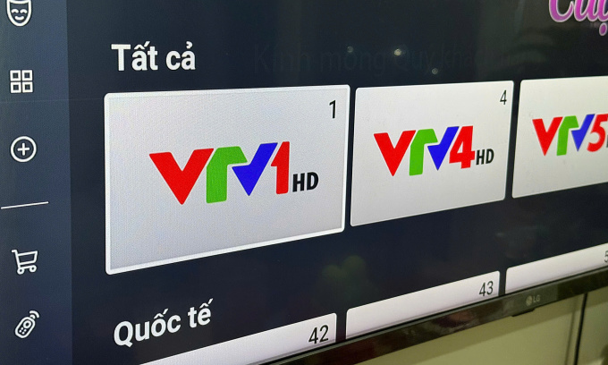 Giao diện của một dịch vụ truyền hình với sự biến mất của hai kênh VTV2 và VTV3, sáng 19/1. Ảnh: Lưu Quý