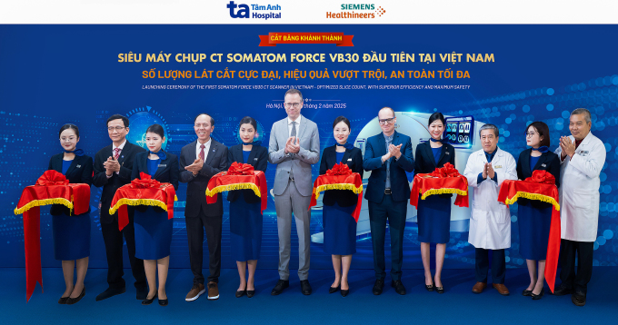 Lễ công bố ra mắt và đưa vào sử dụng siêu máy chụp CT Somatom Force VB30 tại BVĐK Tâm Anh Hà Nội chiều 7/2. Ảnh: BVĐK Tâm Anh