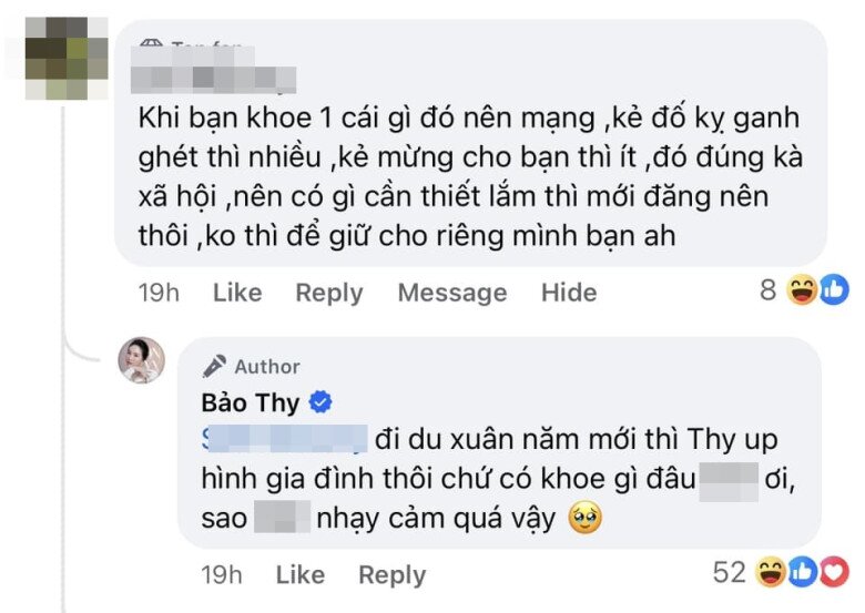 Bảo Thy bức xúc khi bị nói là khoe khoang.