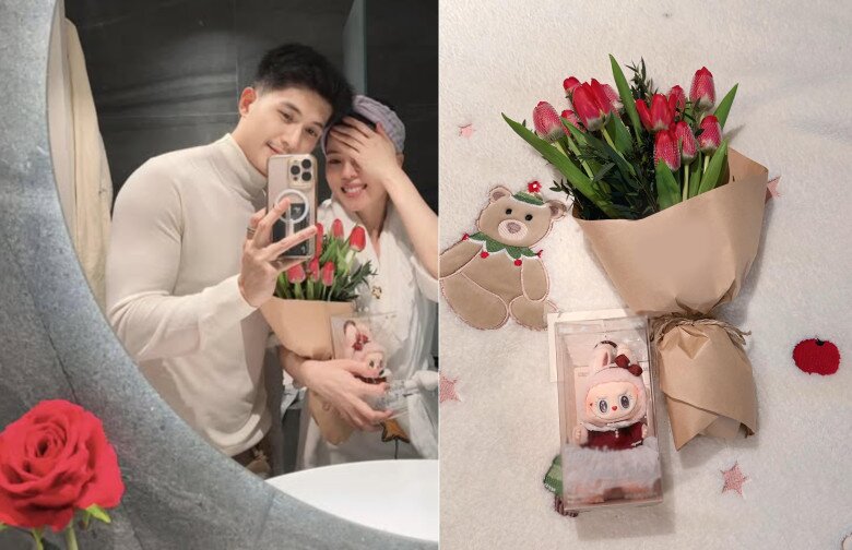 Lệ Quyên hạnh phúc khi được Lâm Bảo Châu bất ngờ tặng quà Valentine. Nữ ca sĩ chia sẻ: Bước sang ngày Valentine. Đi hát về, vừa tẩy trang xong thì được tặng quà. Eo, lại ùa vào bất ngờ thì thích,nhưng sao không tặng lúc chưa rửa mặt nhể. Valentine của Quyên đây. Ai đang có nhau thì hãy nắm chặt tay nhau. Ai đang tìm kiếm thì sẽ gặp người xứng đáng. Chúc mọi người hạnh phúc đong đầy nha.