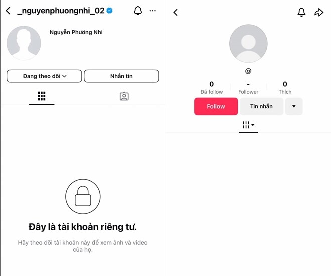 Phương Nhi bất ngờ khóa hết tài khoản Tiktok và Instagram cá nhân.