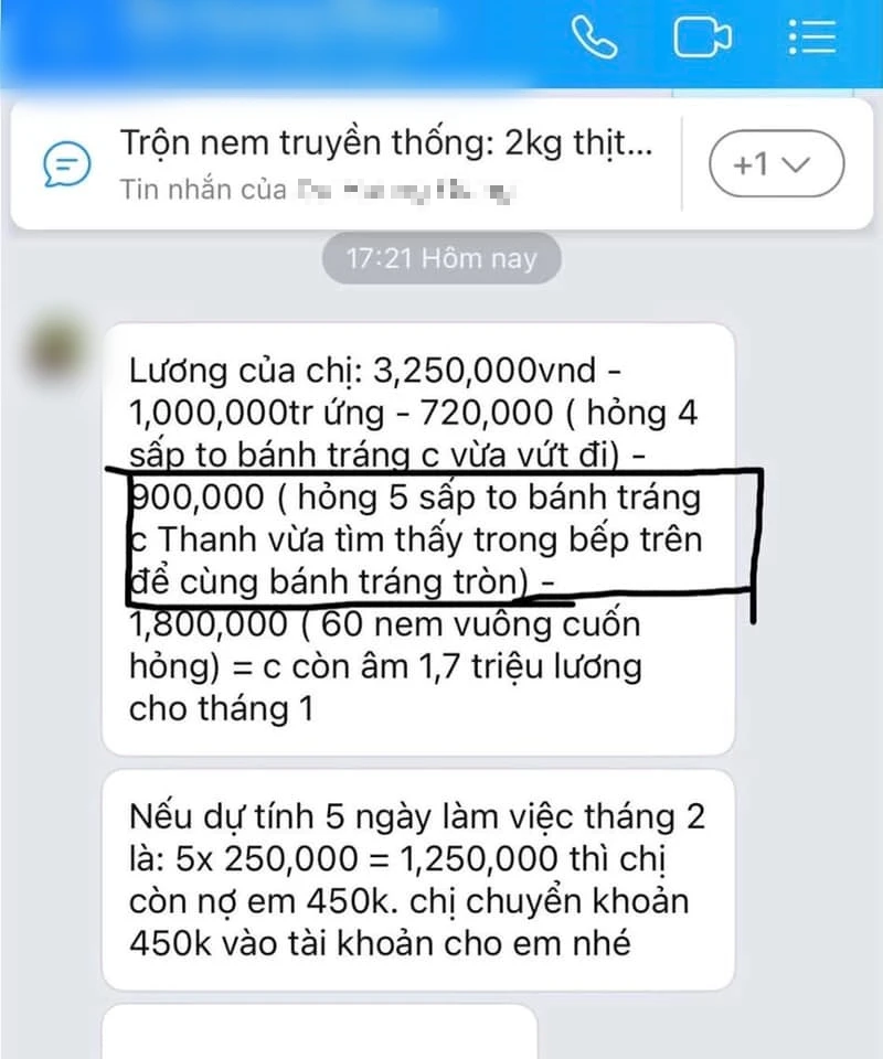 Con gái bức xúc mẹ bị chủ quán phở trừ âm lương, 5 sấp bánh tráng lấy 1,6 triệu? - Hình 2