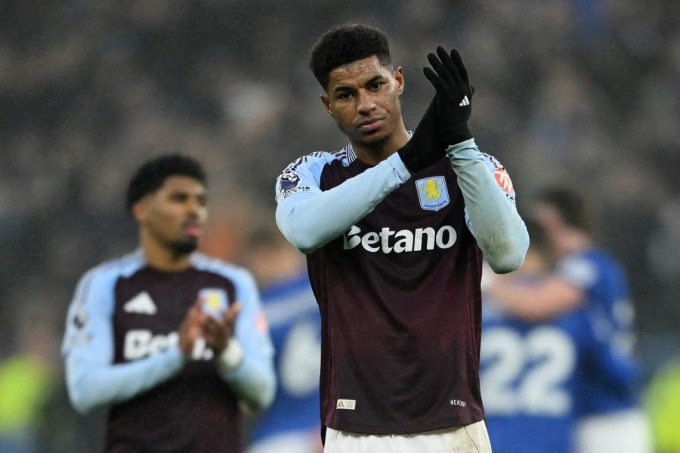 Rashford chơi trận Aston Villa 1-1 Ipswich ở vòng 25 Ngoại hạng Anh hôm 15/2. Ảnh: Reuters