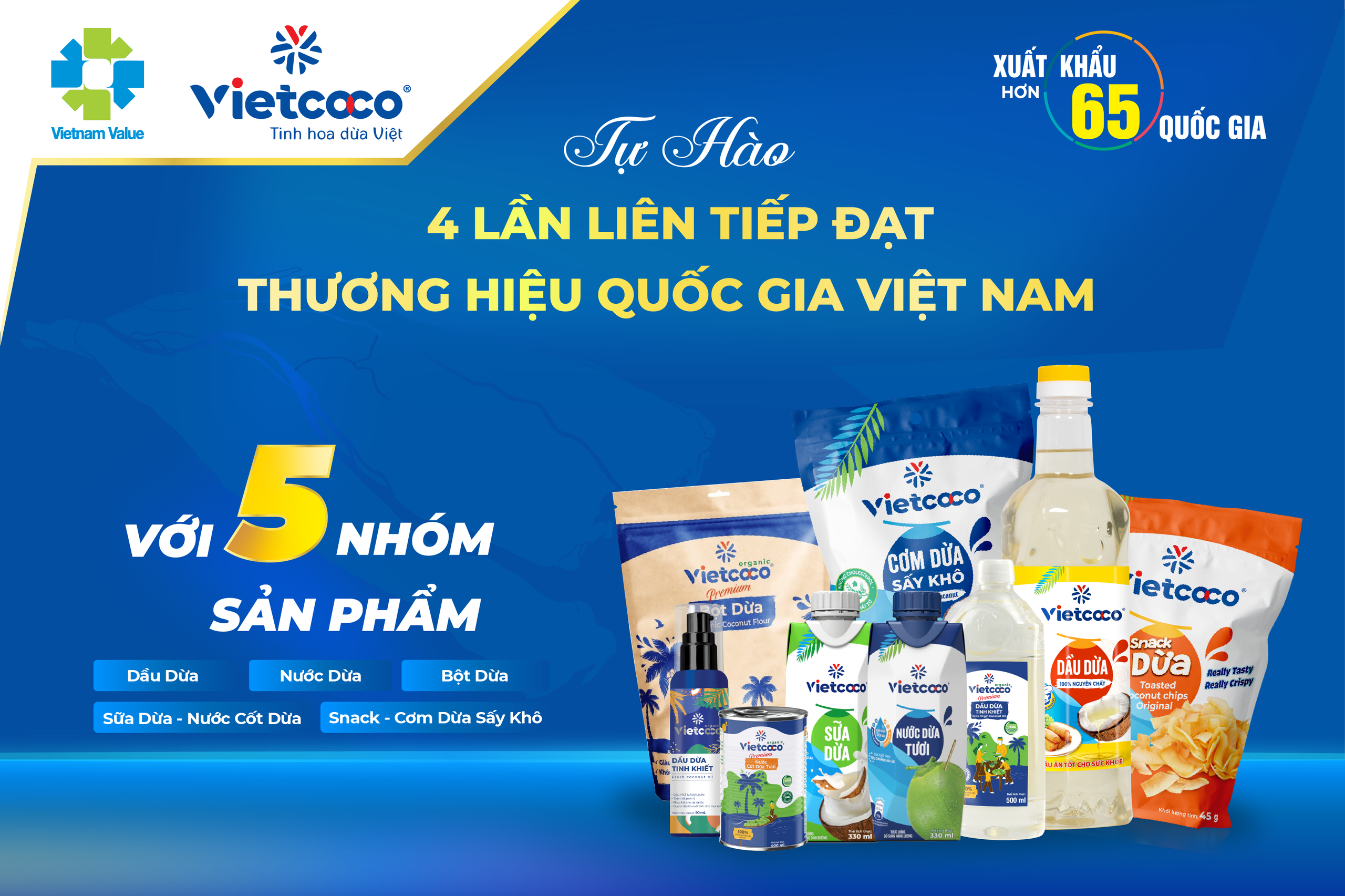 Vietcoco vinh danh 4 lần liên tiếp đạt Thương hiệu Quốc gia Việt Nam