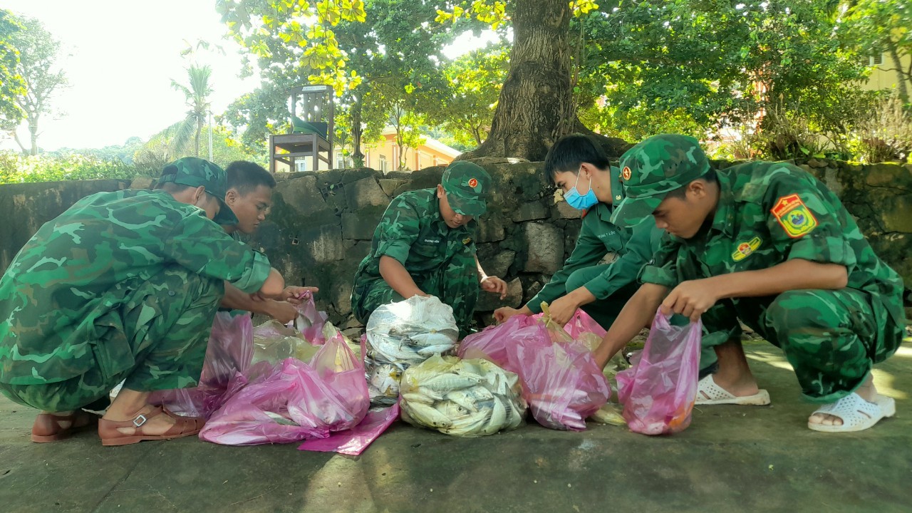 Biên phòng đảo Thổ Châu trồng rau, nuôi heo tặng dân nghèo - Ảnh 4.