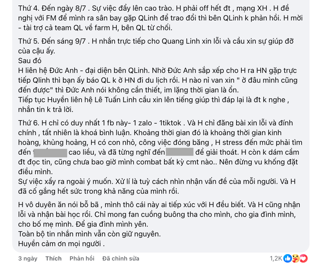 O Huyền Sầu Riêng lại hứng "phẫn nộ" khi viết gần 1.000 từ về Quang Linh Vlogs - Ảnh 4.