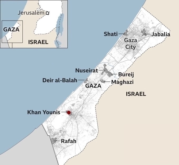 Vị trí Israel và Dải Gaza. Đồ họa: BBC