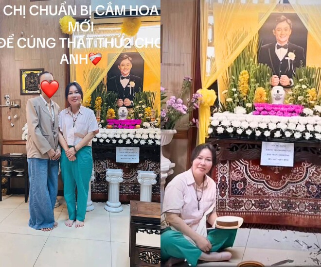 Bà xã Quý Bình tất bật chuẩn bị cúng thất thứ 2 cho chồng, khán giả nhận xét cô ốm đi thấy rõ.