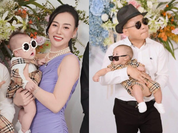 Con gái Phương Oanh là Hòa Bình bản xinh dù mẹ mang nặng đẻ đau, quý tử diện hàng hiệu càng giống cá mập con