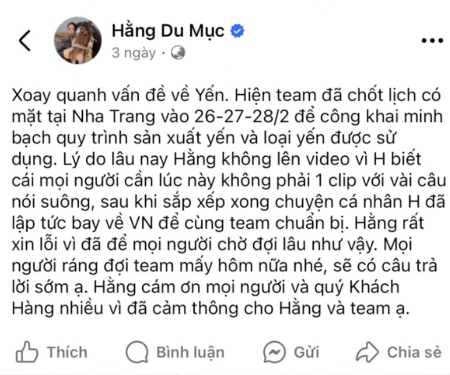 Tuyên bố 'đền tiền 1.000 lần nếu có thành phần giả yến' của Hằng Du Mục ầm ĩ trở lại, bài đăng minh bạch quy trình bỗng 'bốc hơi' - Ảnh 4.