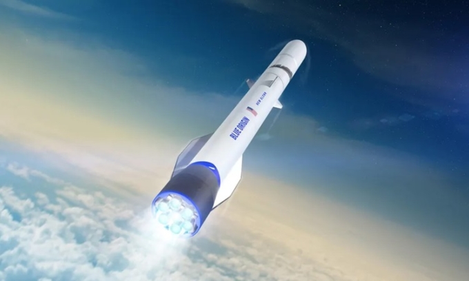 Mô phỏng tên lửa New Glenn bay lên cao. Ảnh: Blue Origin