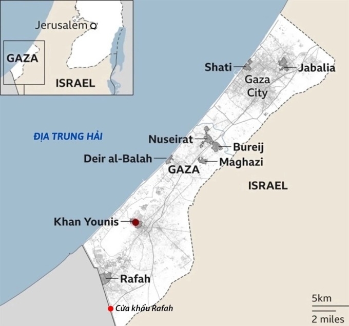 Vị trí Gaza City. Đồ họa: BBC