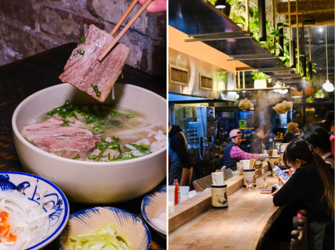 Phở bò Nam Định và không gian ăn uống của Bánh anh Em, New York. Ảnh: WSJ