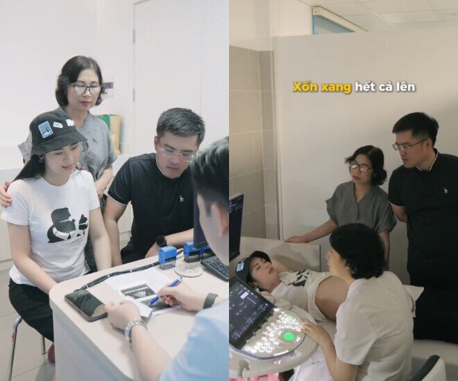 Hoa hậu Ngọc Hân rơi nước mắt khi đón con đầu lòng ở tuổi U40, định mệnh sắp đặt làm "em bé ngoại giao" 9 Hoa hậu Ngọc Hân được chồng và mẹ ruột tháp tùng đi khám thai.