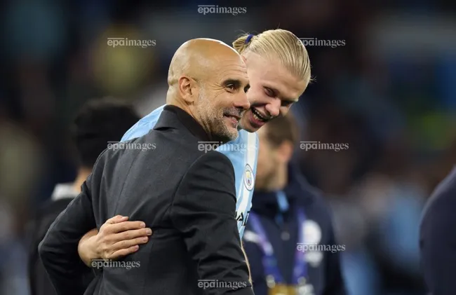 HLV Pep Guardiola tự hào với "cỗ máy ghi bàn" của Man City. Ảnh: EPA. hlv-pep-guardiola-du-bao-haaland-se-qua-mat-messi-va-ronaldo (2).jpg