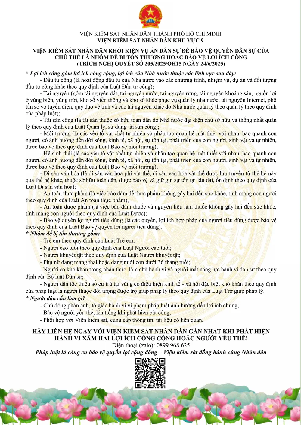 Thông báo của VKSND Khu vực 9 - TP.HCM. Ảnh: VKS VKSND Khu vuc 9 TP.HCM.jpg