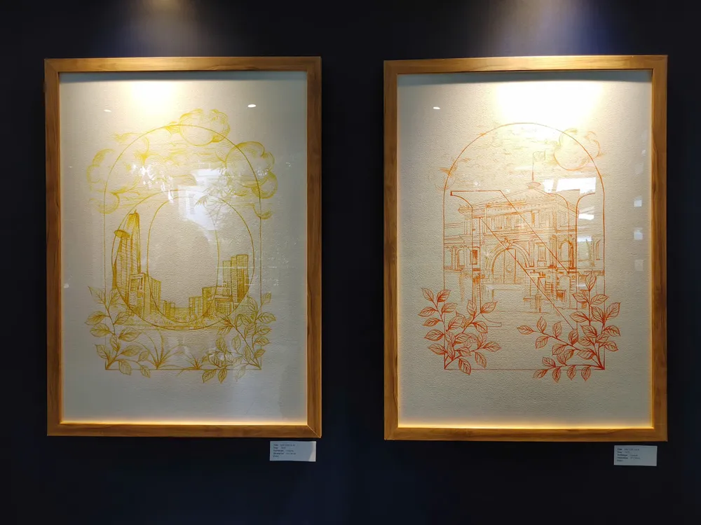 Những bức tranh vẽ khắc họa nhịp sống Sài Gòn đa sắc màu. Ảnh: TT. sac-mau-sai-gon-2.jpg