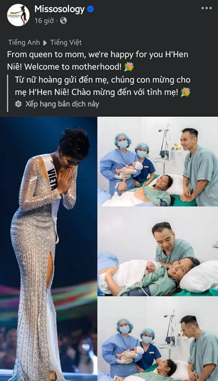 Loạt trang tin quốc tế vui mừng khi Hoa hậu H'Hen Niê sinh con, mong ái nữ sau này "phục thù" cho mẹ ở "Miss Universe" 2 Bài đăng của trang tin sắc đẹp Missosology thu hút hơn 16 nghìn tương tác.