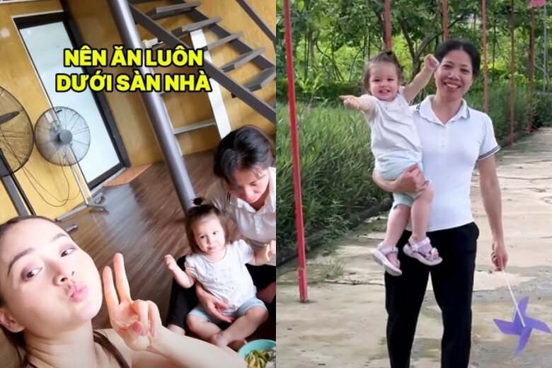 Lan Phương tranh thủ từng phút để chăm 2 con khi đi quay phim, có bảo mẫu theo sát giúp đỡ không còn một mình 3 Lan Phương có sự giúp sức của bảo mẫu trong quá trình chăm sóc các con.