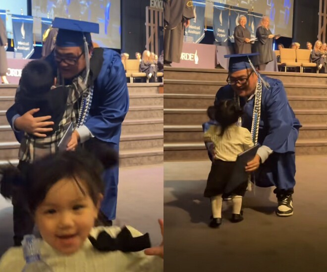 Cháu ngoại Phi Nhung đến dự lễ tốt nghiệp của bố, chàng rể Việt kiều nay là niềm tự hào của gia đình 2 Tom Võ - chồng Wendy Phạm ôm hôn các con trong lễ tốt nghiệp.