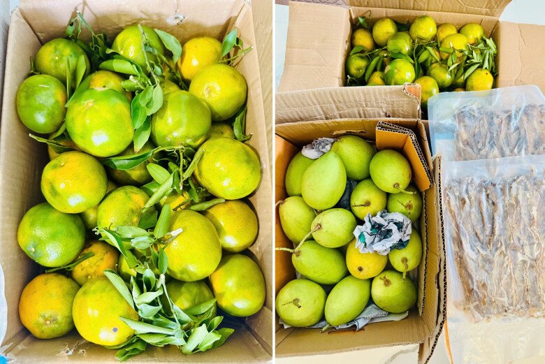 Mẹ chồng cũ của Nhật Kim Anh gửi quà quê từ Cần Thơ lên, bé Julia là cháu nội cưng dù không cùng huyết thống 2 Nữ diễn viên khoe thùng quà của mẹ chồng cũ.