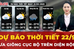Dự báo thời tiết ngày 22-9: Mưa giông rải rác khắp cả nước 