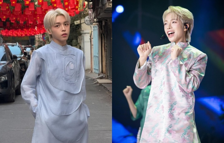 Đức Phúc yêu áo dài, nhiều lần mặc trang phục này trong những dịp đặc biệt như Tết và một số chương trình trong nước. Ca sĩ ưu tiên kiểu áo cách tân màu sáng, nhấn bằng một số chi tiết 3D hoặc in họa tiết, phối quần jeans hoặc lụa.