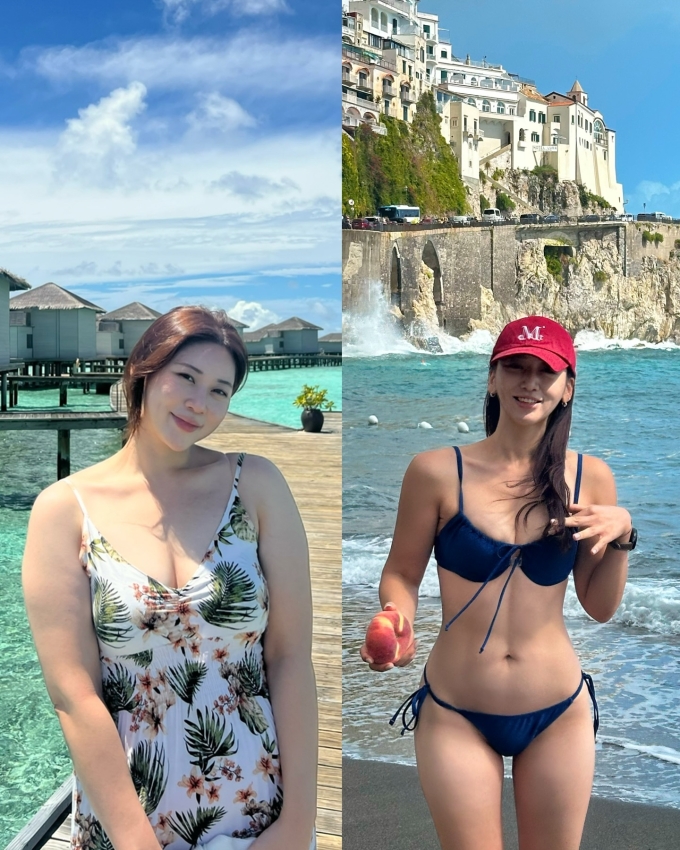 3 nguyên tắc giúp gái Hàn giảm 30 kg, chia tay bụng ngấn mỡ 1 Vóc dáng Raemi thời điểm thừa cân và hiện tại.