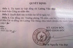 Một đại úy công an ở Bình Dương bị tước danh hiệu Công an Nhân dân