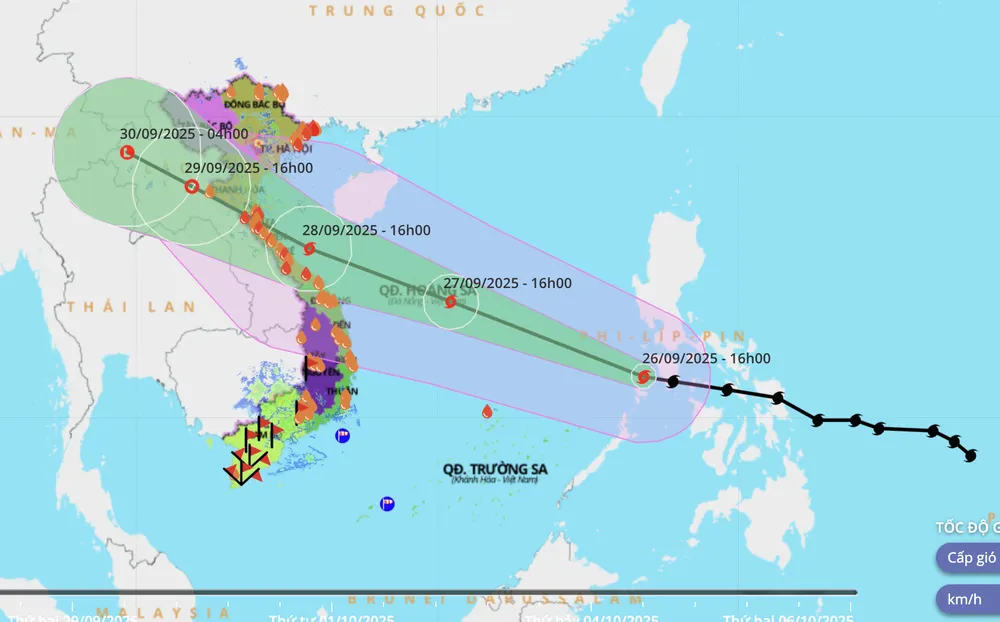 Tối nay, bão Bualoi đã vào Biển Đông, trở thành cơn bão số 10 năm 2025. bão số 10.png