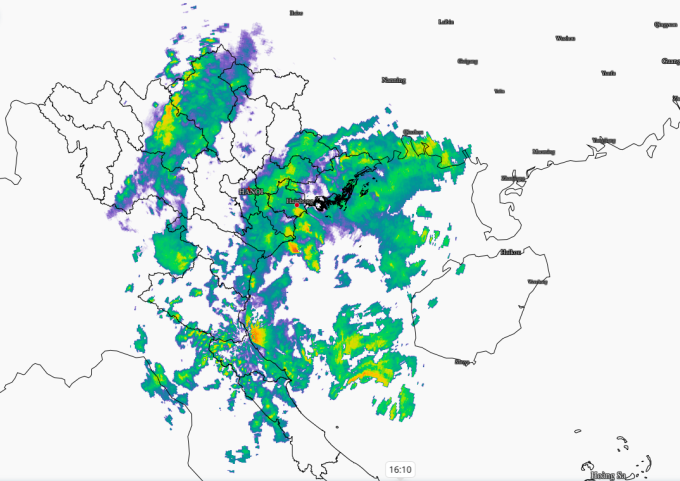 Ảnh radar hoàn lưu bão Bualoi lúc 16h15. Ảnh: Cục Khí tượng Thuỷ văn