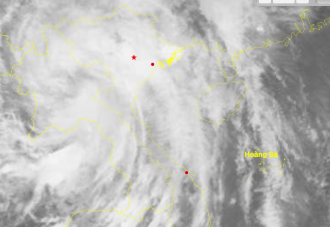 Hoàn lưu sau bão Bualoi lúc 13h50 ngày 29/9. Ảnh: Cục Khí tượng thuỷ văn