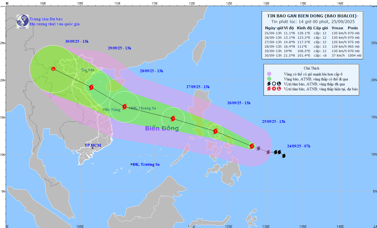 Dự báo hướng di chuyển của bão số 10. bao-so-10.gif