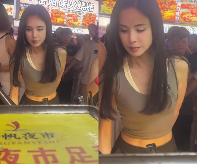 Lý Nhược Đồng xuất hiện tại khu chợ đêm với nhan sắc trẻ trung bất ngờ.